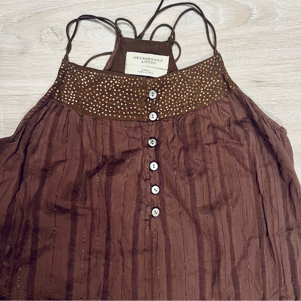 Abercrombie & Fitch Brown Gold Beaded Embellished Tank Halter Top - Size XS